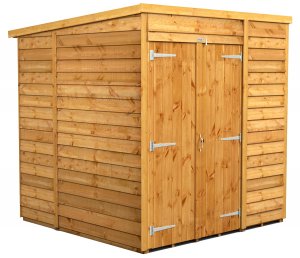 Power 6x6 Pent Garden Shed Overlap - Windowless Double Door