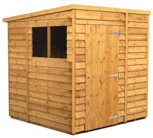 Power 6x6 Pent Garden Shed Overlap - Single Door