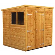 Power 6x6 Pent Garden Shed - Double Door