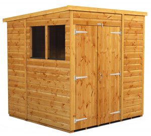 Power 6x6 Pent Garden Shed - Double Door