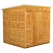 Power 6x6 Pent Garden Shed - No Window / Windowless Double Door