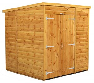 Power 6x6 Pent Garden Shed - No Window / Windowless Double Door