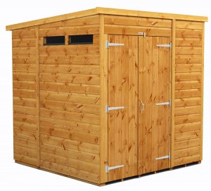 Power 6x6 Pent Garden Security Shed - Double Door