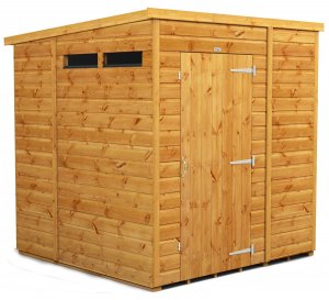 Power 6x6 Pent Garden Security Shed - Single Door