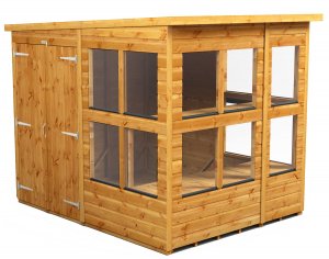 Power 6x8 Pent Potting Shed - Double Door