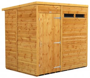 Power 7x5 Pent Garden Security Shed - Single Door