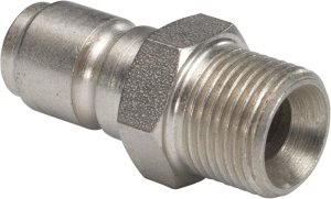 BE 1/4" Male QR to 1/4" Male Thread 275 Bar / 4000 Psi - Stainless Steel Coupler