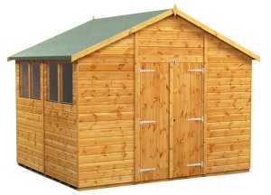 Power 8x10 Apex Garden Shed - Double Door