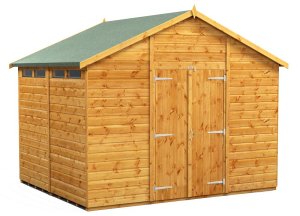 Power 8x10 Apex Secure Garden Shed - Double Door