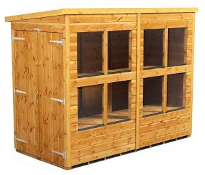 Power 8x4 Pent Potting Shed - Double Door