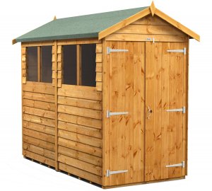 Power 8x4 Apex Garden Shed Overlap - Double Door