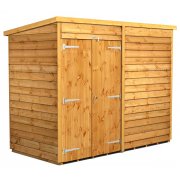 Power 8x4 Pent Garden Shed Overlap - Windowless Double Door