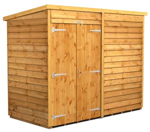 Power 8x4 Pent Garden Shed Overlap - Windowless Double Door