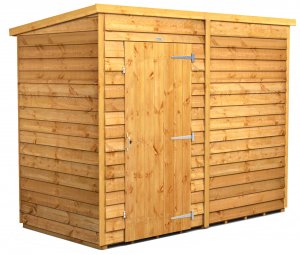 Power 8x4 Pent Garden Shed Overlap - Windowless Single Door