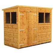 Power 8x4 Pent Garden Shed - Double Door