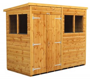 Power 8x4 Pent Garden Shed - Double Door