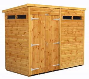 Power 8x4 Pent Garden Security Shed - Double Door