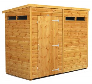 Power 8x4 Pent Garden Security Shed - Single Door