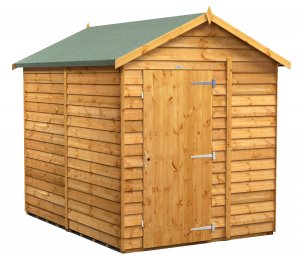 Power 8x6 Apex Garden Shed Overlap - Windowless Single Door