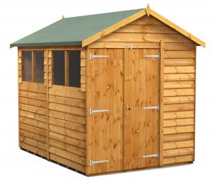 Power 8x6 Apex Garden Shed Overlap - Double Door