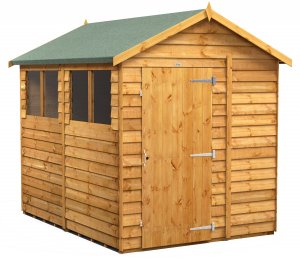 Power 8x6 Apex Garden Shed Overlap - Single Door