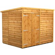 Power 8x6 Pent Garden Shed Overlap - Windowless Double Door