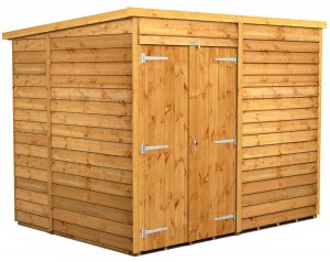 Power 8x6 Pent Garden Shed Overlap - Windowless Double Door