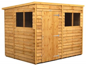 Power 8x6 Pent Garden Shed Overlap - Single Door