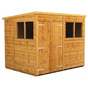 Power 8x6 Pent Garden Shed - Double Door