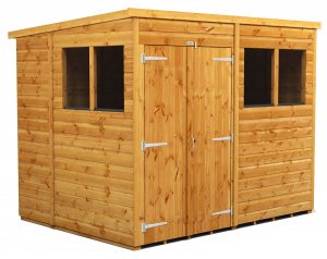 Power 8x6 Pent Garden Shed - Double Door