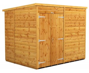 Power 8x6 Pent Garden Shed - Windowless / No Windows Double Door