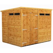 Power 8x6 Pent Garden Security Shed - Double Door