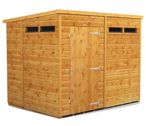 Power 8x6 Pent Garden Security Shed - Single Door