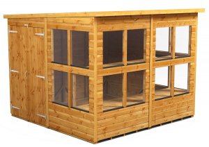 Power 8x8 Pent Potting Shed - Double Door