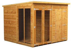 Power 8x8 Pent Summer House with 4ft Side Store