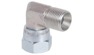 90° Elbow swivel fitting, 3/8 BSP Female to 3/8" BSP Male - 380 Bar / 5510 Psi