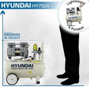 Hyundai HY7524 5.2CFM, 1HP, 24 Litre Oil Free Direct Drive Silenced Air Compressor