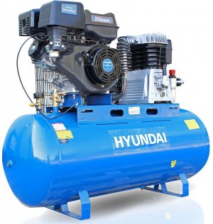 Hyundai HY140200PES Electric Start Petrol Air Compressor 29cfm, 14hp, 200L Litre Twin Cylinder Belt Drive