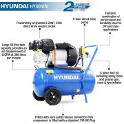 Hyundai HY3050V 3HP, 50 Litre V-Twin Direct Drive Air Compressor 14CFM