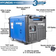 Hyundai HY4500SEI 4.0kW / 5kVA Remote Start Petrol Inverter Generator