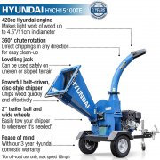 Hyundai HYCH15100TE 4.5" 420cc Petrol Wood Chipper with Electric Start