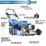 Hyundai HYM530SPER 52.5cm / 20.7in Electric Start Self Propelled Petrol Roller Lawn Mower