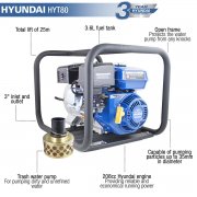 Hyundai HYT80 3" (80mm) Petrol Trash Water Pump