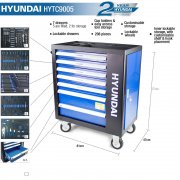 Hyundai HYTC9005 298 Piece 7 Drawer Caster Mounted Roller Tool Chest Cabinet