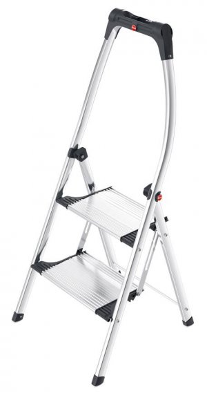 Hailo K100 Topline 2 Step Aluminium Step Ladder with Soft Grip Base