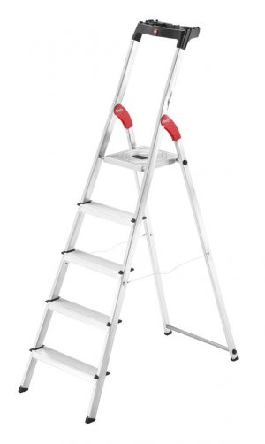 Hailo L60 Standardline 5 Step Aluminium Step Ladder with Utility Platform