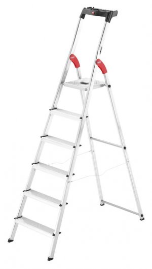 Hailo L60 Standardline 6 Step Aluminium Step Ladder with Utility Platform