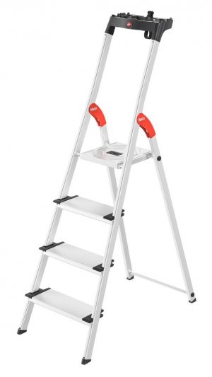 Hailo L80 Comfortline 4 Step Aluminium Step Ladder with Utility Platform