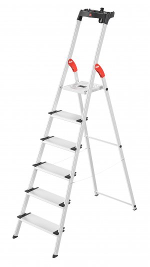 Hailo L80 Comfortline 6 Step Aluminium Step Ladder with Utility Platform