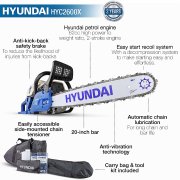 Hyundai HYC6200X 62cc 20” Easy Start Petrol Chainsaw